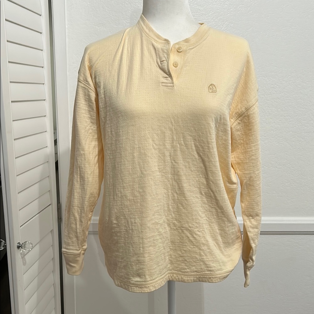 Women’s light buttery yellow Henley Shirt